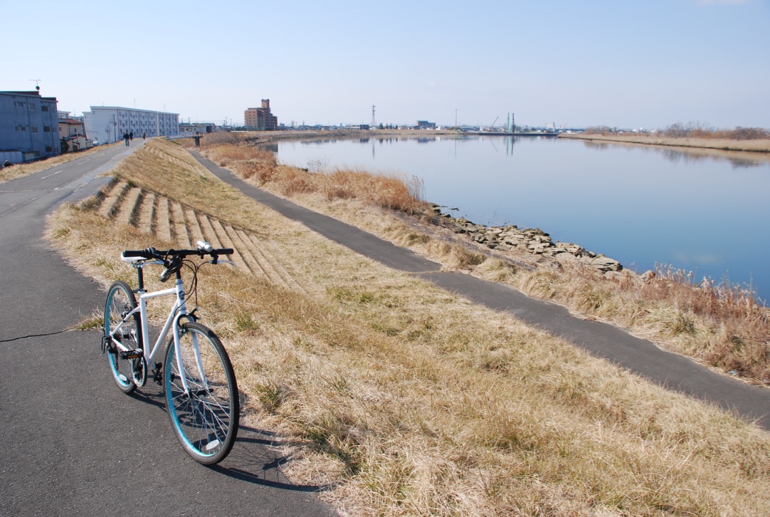 石巻大橋(開北橋)~石井閘門~釜地区までのサイクリングロード